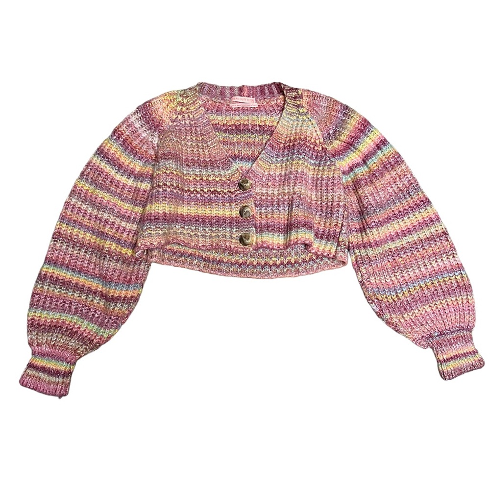Urban Outfitters Cropped Rainbow Stripes Cardigan Size XS